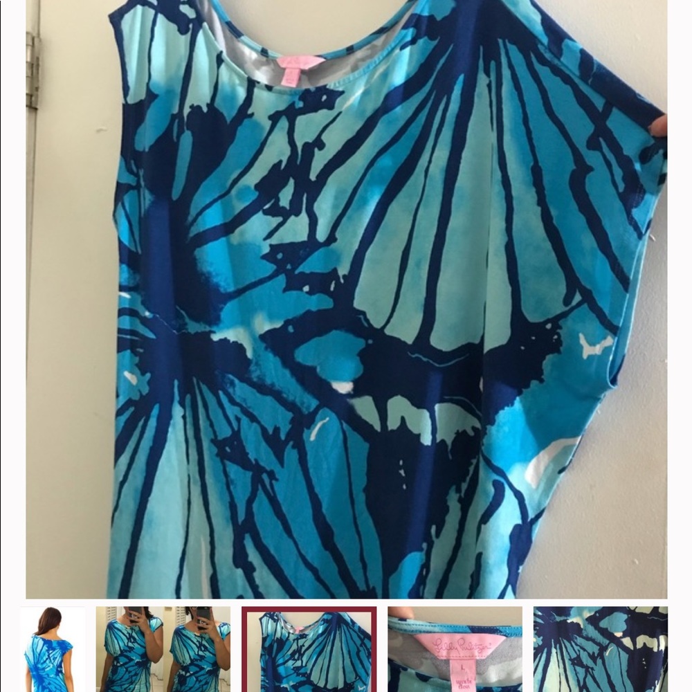 Lily Pulitzer L Blue Get Inky Tessa dress, EUC - Picture 2 of 10